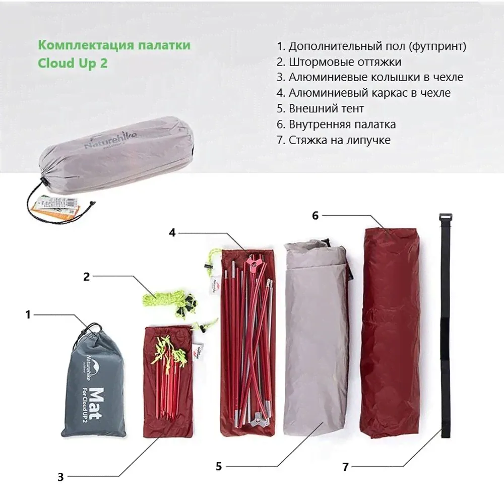 Палатка Naturehike Cloud Up 2 210T с футпринтом-2