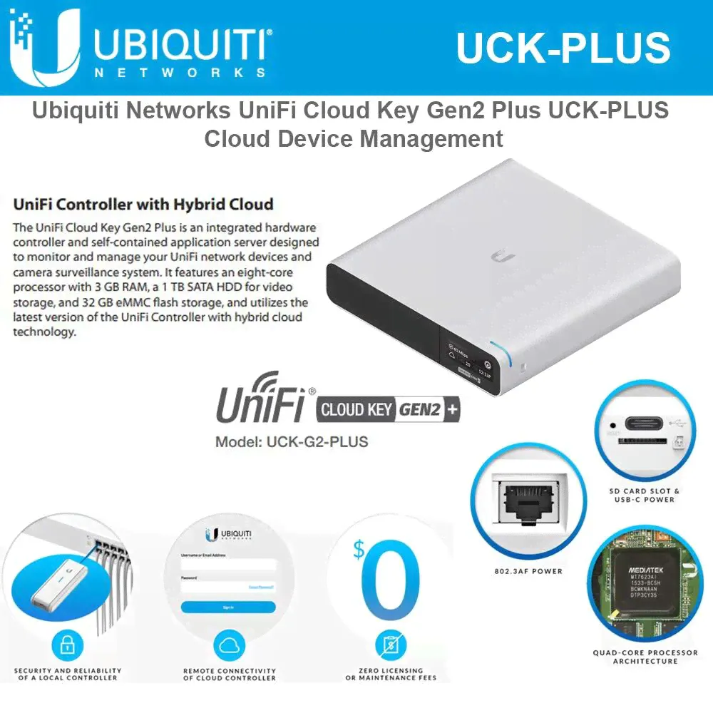 UBIQUITI Сетевой контроллер UniFi Cloud Key Gen2 Plus-0