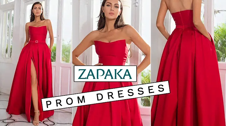 ZAPAKA 2022 A Line Strapless Red Long Prom Dress with Split Front