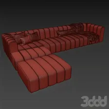 Модульный диван Langham с оттоманкой в ткани букле Fayette Cloud - Диваны - 3D модель